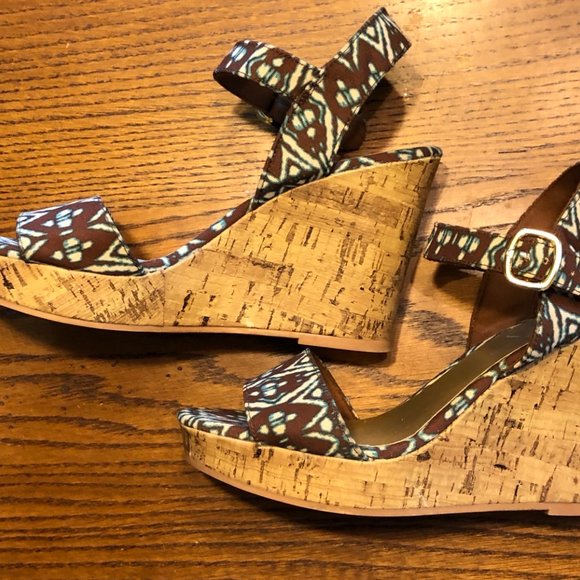 Christian Siriano fabric boho print cork wedges - Picture 4 of 7